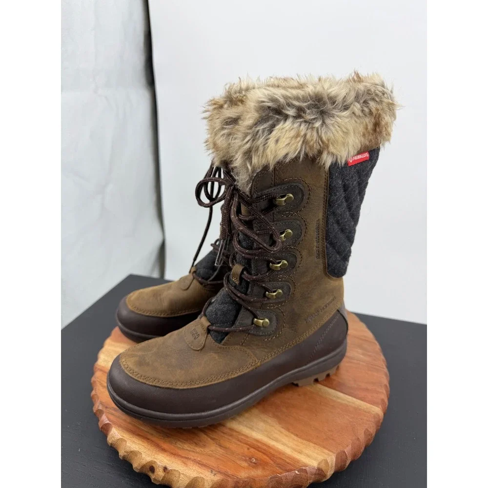Helly Hansen Garibaldi‎ Winter Boots Women 8 Brown Waterproof Insulated Faux Fur